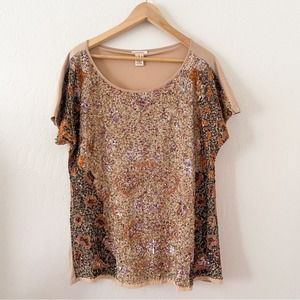 Sundance | Embellished Sequin Glam Blouse